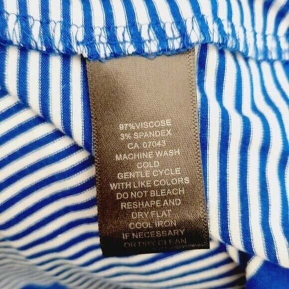 POINTELLE - NEW V-neck Stripe Hi-low Hem Top Blue & White Sz XL - Picture 7 of 7